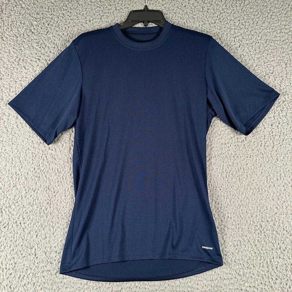 Vtg Patagonia Capaliene Shirt Mens Medium‎ Blue Base Layer Made In USA Flaws